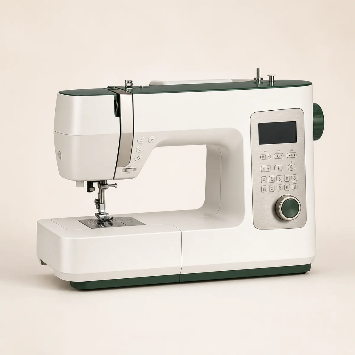 Computerized machine in a sewing studio, category illustration